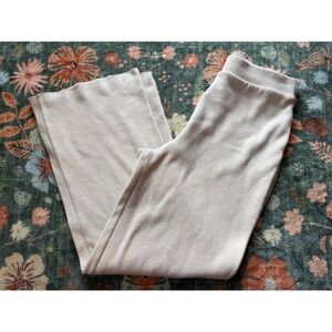 Zara Knit Wide Leg Pants Cream Textured High Waist Lounge Trousers 5039/413 M